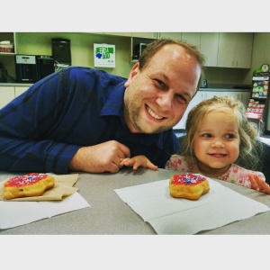 sometimes we surprise Daddy and bring him a donut at work! 